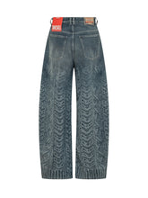DIESEL - 1987 Wide Leg Jeans with Ornamental Motif - Blue - LIDIASHOPPING® - Official Website