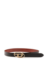 DIESEL - 1DR Belt with Oval Logo Buckle - Black - LIDIASHOPPING® - Official Website