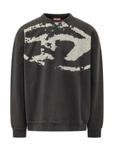 DIESEL - Felpa Girocollo con Stampa Logo - Nero - LIDIASHOPPING® - Official Website