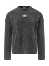 DIESEL - Maglia a Coste con Applicazione - Nero - LIDIASHOPPING® - Official Website