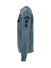 DIESEL - Crew Neck Sweater with Graphic Patch - Blue - LIDIASHOPPING® - Official Website