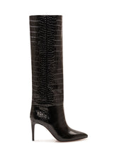PARIS TEXAS - Stiletto 85 Croc Effect Boots - Black - LIDIASHOPPING® - Official Website