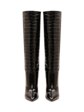 PARIS TEXAS - Stiletto 85 Croc Effect Boots - Black - LIDIASHOPPING® - Official Website