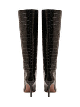 PARIS TEXAS - Stiletto 85 Croc Effect Boots - Black - LIDIASHOPPING® - Official Website