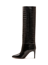PARIS TEXAS - Stiletto 85 Croc Effect Boots - Black - LIDIASHOPPING® - Official Website