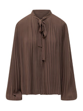 TOM FORD - Sunray Plisse Shirt with Bow Collar - Brown - LIDIASHOPPING® - Official Website