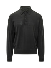 TOM FORD - Long Sleeve Polo with Buttons - Black - LIDIASHOPPING® - Official Website