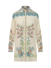 ETRO - Camicia Lunga con Stampa Floreale - Bianco - LIDIASHOPPING® - Official Website