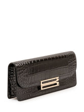 VICTORIA BECKHAM - Dorian East-West Clutch with Front Plaque - Black - LIDIASHOPPING® - Official Website