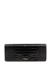 VICTORIA BECKHAM - Dorian East-West Clutch with Front Plaque - Black - LIDIASHOPPING® - Official Website
