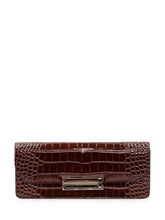VICTORIA BECKHAM - Dorian East-West Clutch with Front Plaque - Brown - LIDIASHOPPING® - Official Website