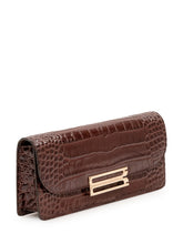VICTORIA BECKHAM - Dorian East-West Clutch with Front Plaque - Brown - LIDIASHOPPING® - Official Website