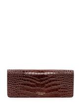 VICTORIA BECKHAM - Dorian East-West Clutch with Front Plaque - Brown - LIDIASHOPPING® - Official Website