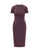 VICTORIA BECKHAM - Short Sleeve Midi Dress - Purple - LIDIASHOPPING® - Official Website