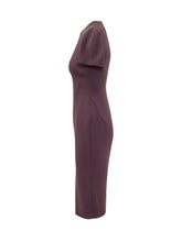 VICTORIA BECKHAM - Short Sleeve Midi Dress - Purple - LIDIASHOPPING® - Official Website