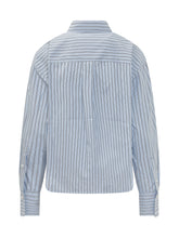 VICTORIA BECKHAM - Oversized Striped Shirt - Blue - LIDIASHOPPING® - Official Website