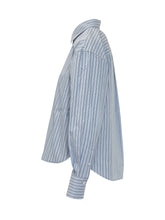 VICTORIA BECKHAM - Oversized Striped Shirt - Blue - LIDIASHOPPING® - Official Website