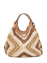 GIANNI CHIARINI - Dua Woven Hobo Bag with Geometric Motif - Brown | Lidia Shopping | Official Website