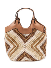 GIANNI CHIARINI - Dua Woven Top Handle Bag with Geometric Motif - Brown | Lidia Shopping ® | Official Website