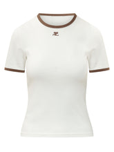 COURREGES - T-shirt with Contrast Trims - White - LIDIASHOPPING® - Official Website