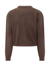 ROTATE - Cropped Cardigan with Lettering Appliques - Brown - LIDIASHOPPING® - Official Website