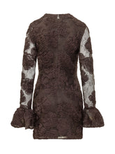 ROTATE - Lace Mini Dress with 3D Flowers - Brown - LIDIASHOPPING® - Official Website