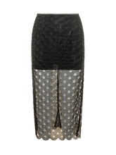 ROTATE - Midi Skirt with Fan Pattern Embroidery - Black - LIDIASHOPPING® - Official Website
