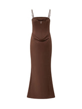 ROTATE - Abito Lungo con Drappeggio - Marrone - LIDIASHOPPING® - Official Website