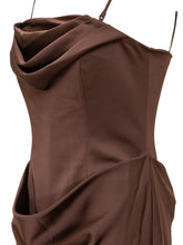 ROTATE - Abito Lungo con Drappeggio - Marrone - LIDIASHOPPING® - Official Website