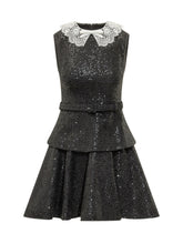 SELF-PORTRAIT - Mini Dress with Embroidered Collar - Black - LIDIASHOPPING® - Official Website