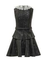 SELF-PORTRAIT - Mini Dress with Embroidered Collar - Black - LIDIASHOPPING® - Official Website
