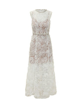 SELF-PORTRAIT - Midi Dress with Floral Embroidery - White - LIDIASHOPPING® - Official Website