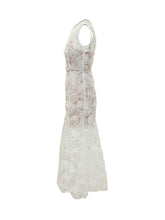 SELF-PORTRAIT - Midi Dress with Floral Embroidery - White - LIDIASHOPPING® - Official Website