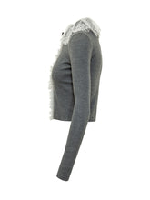SELF-PORTRAIT - Cardigan with Lace Collar - Grey - LIDIASHOPPING® - Official Website