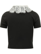 SELF-PORTRAIT - Top with Lace Collar - Black - LIDIASHOPPING® - Official Website