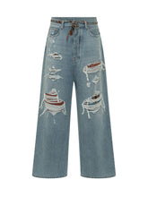 AMIRI - Baggy Jeans with Rips and Inserts - Blue - LIDIASHOPPING® - Official Website