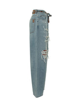 AMIRI - Baggy Jeans with Rips and Inserts - Blue - LIDIASHOPPING® - Official Website