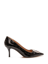 FERRAGAMO - Décolleté Lara 70 con Effetto Coccodrillo - Nero - LIDIASHOPPING® - Official Website
