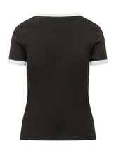 KENZO - T-shirt Aderente con Bordi a Contrasto e Logo - Nero - LIDIASHOPPING® - Official Website
