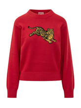 KENZO - Maglia Jumping Tiger con Motivo Frontale - Rosso - LIDIASHOPPING® - Official Website