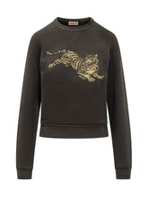 KENZO - Felpa Girocollo con Tigre Decorata - Nero - LIDIASHOPPING® - Official Website