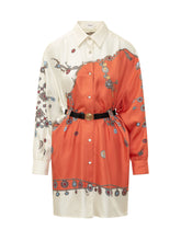 VERSACE - Shirt Dress with Ornamental Print - Orange - LIDIASHOPPING® - Official Website