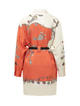 VERSACE - Shirt Dress with Ornamental Print - Orange - LIDIASHOPPING® - Official Website