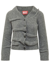 DIESEL - Ava Cardigan with Asymmetric Construction - Grey - LIDIASHOPPING® - Official Website