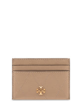 TORY BURCH - Charlie Portacarte Trapuntato - Beige - LIDIASHOPPING® - Official Website