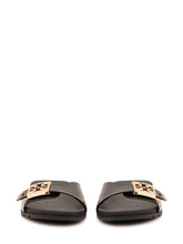 TORY BURCH - Mellow Buckle Slide with Logo - Black - LIDIASHOPPING® - Official Website