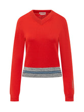 J.W. ANDERSON - Maglia con Scollo a V e Bordo a Contrasto - Rosso - LIDIASHOPPING® - Official Website