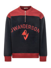 J.W. ANDERSON - Felpa Half Zip con Ricamo Frontale - Blu - LIDIASHOPPING® - Official Website
