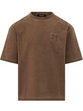 DSQUARED2 - T-shirt con Ricamo Logo Sul Petto - Marrone - LIDIASHOPPING® - Official Website