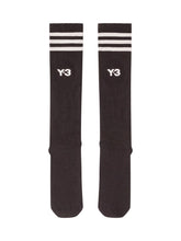Y-3 - Calzini Alti con Righe e Logo - Nero - LIDIASHOPPING® - Official Website